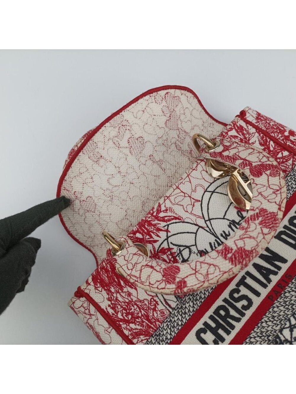 ★SOLD★ Dior D-light Royaume Red Multicolor Canvas Messenger - Picture 14 of 15